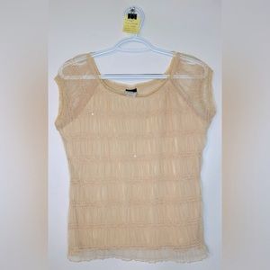 Vintage Jody Knapp top size large cream tan color shirt shirt sleeve